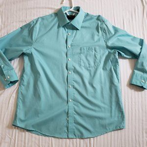 Aqua Dress Shirt Donald Trump Signature Collection Non-Iron Large